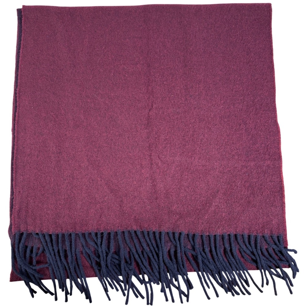 Banana Republic Italian Wool-Cashmere Scarf Burgundy Red Fringe Old Money Unisex - Picture 7 of 10